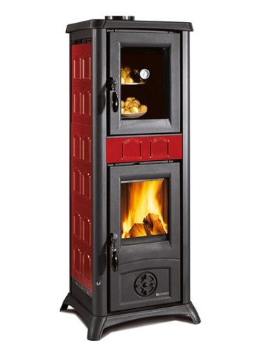 kamīnkrāsnis la nordica gemma forno ar bordo krāsas keramikas apdari